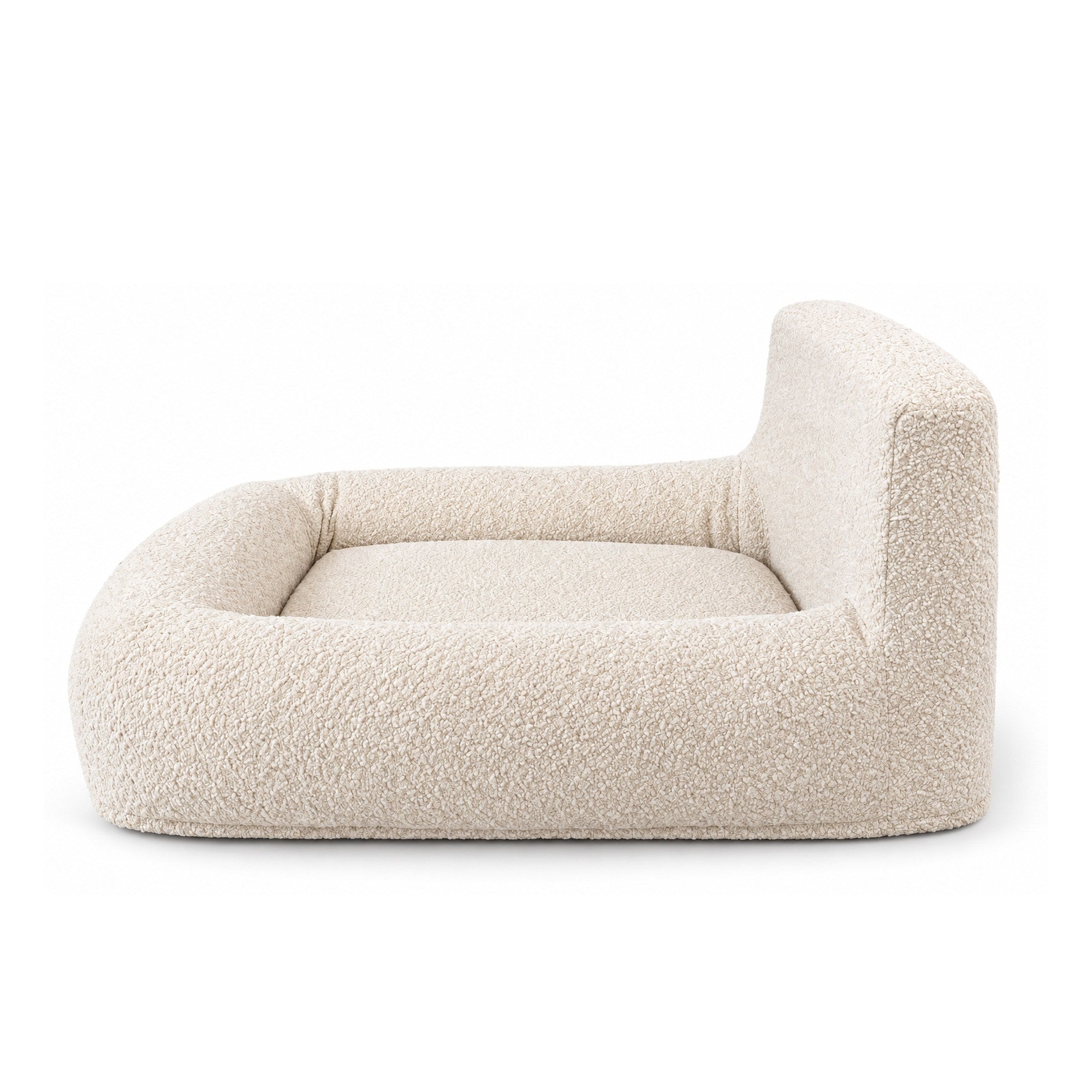 Side studio view of the premium Whipl pet bed on a white background