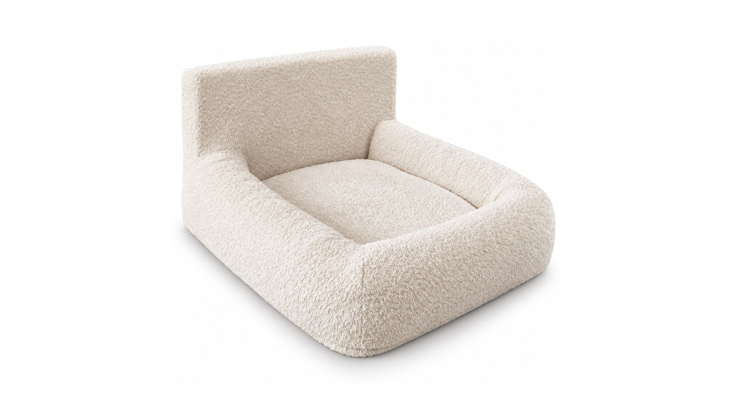Angled studio view of the premium Whipl pet bed on a white background
